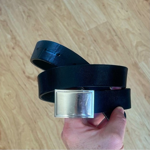 Vintage |Coach| Black Pebbled Leather Belt & Solid Nickel Buckle Men’s Medium - Picture 2 of 7